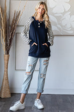 True to You Navy Stripe Contrast Hoodie