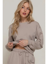 Keep Moving Taupe Crop Sweatshirt