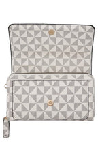Ivory Triangle Checkered Front Flap Crossbody Bag