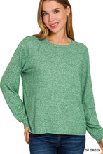 A Soft Touch Green Brushed Hacci Long Sleeve