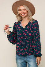 A Quiet Bloom Teal Floral Blouse