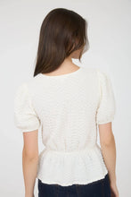 No One Else Ivory Front Bow Puffer Top