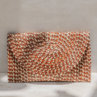 Clay Ombre Rattan Clutch