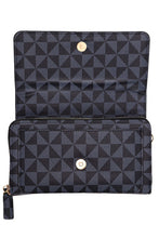 Black Triangle Checkered Front Flap Crossbody Bag
