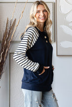 True to You Navy Stripe Contrast Hoodie