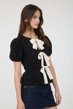 No One Else Black Front Bow Puffer Top