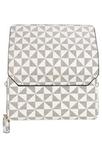Ivory Triangle Checkered Front Flap Crossbody Bag