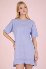 Certain Joy Blue Mineral Washed Shift Mini Dress