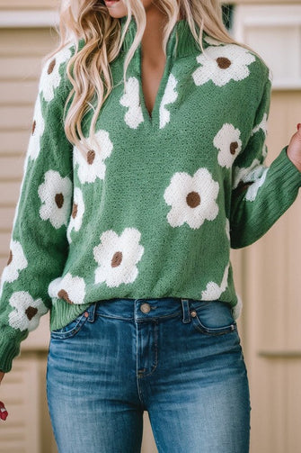 Flynn Floral Sweater-Green