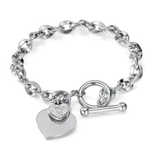 Heart Pendant ChaIn Bracelet-Silver