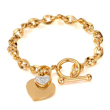 Heart Pendant Chain Bracelet-Gold