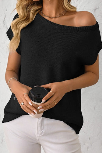 Oaklynn One Shoulder Top-Black