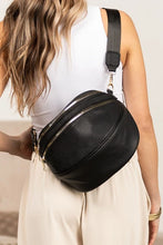 Black Double Zip Faux Leather Crossbody