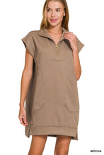 We've Got History Mocha Textured Zipper Mini Dress
