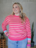 One Of A Kind - Rose Crewneck Color Block Sweater
